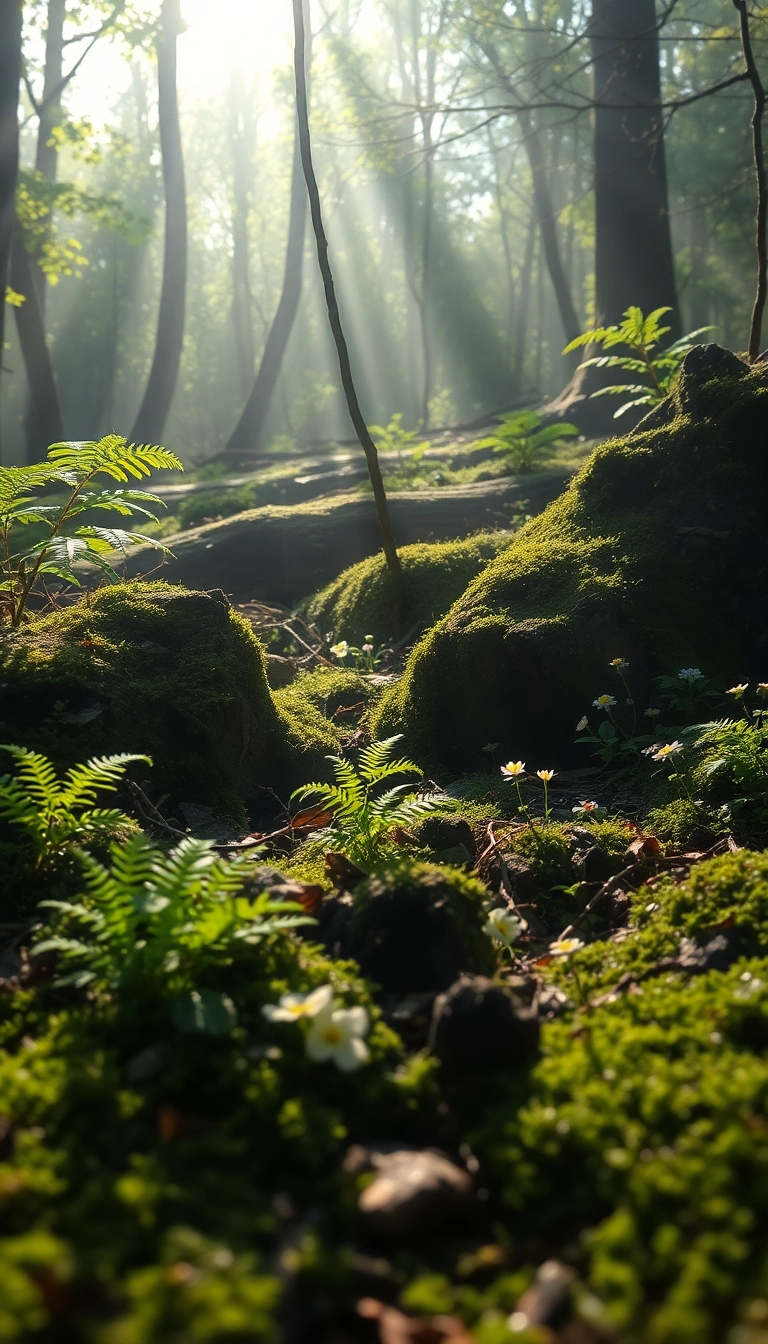 Free AI Spring Forest Floor iPhone Luxurious Wallpaper